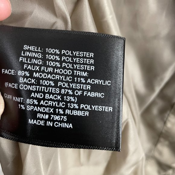 NWT LIZ CLAIBORNE Women 1X Taupe Faux Fur Hood Zip Water Resistant Puffer Jacket - Picture 5 of 14